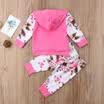 Newborn Infant Kids Baby Girl Clothes Floral Hooded T-shirt TopPants Outfit Set