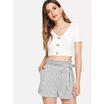 Womens Casual High Waisted Striped Tie Short Mini Slim Beach Shorts Hot Pants