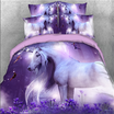 3D Purple Unicorn&Galaxy Printed 4-Piece Bedding Sets