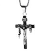 Catholicism Jesus Titanium steel Pendant Religious belief Ornaments Necklace Cross - 24 Inch