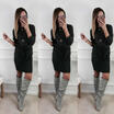 Fashion Women Evening Party Dress Summer Ladies Long Sleeve Pocket Mini Dress