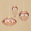 Baycheer HL478974 Industrial Style Wire Cage Hanging Pendant Light with Buffed Copper Shade