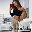 Emmababy Women Trendy Summer Long Sleeve One Shoulder Shirt Blouse T-Shirt Top