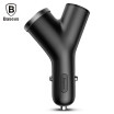 Y-shape Dual USB Car Charger with Cigarette Extended Port Car Charger Dual USB Charging Port