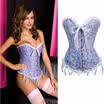 Womens Lace Up Boned Brocade Overbust Corset Bustier Top Waist Training Cincher