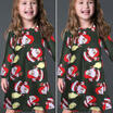 Xmas Floral Mother Daughter Dresses Evening Party Mom Girl Dress Family Clothes