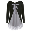 Back Bowknot Lace Panel Long Sleeve Knit Top