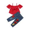 Toddler Kids Baby Girl Suspender Skirt Tops Jeans Floral Pants Leggings Clothes