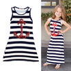 Summer Kids Baby Girls Toddler Sleeveless Anchor Striped Long Maxi Dress 2-7Y SU