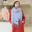 Scarf female han edition female autumn&winter pure color imitation cashmere neck 250 grams joker long tassel does not drop woo