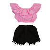 US Kids Baby Girl Clothes Summer Off Shoulder Crop Top TankShort Pants Outfits