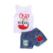 Infant Baby Girl T-shirt Vest TopDenim Shorts Pants Kid Summer Suits Clothes US