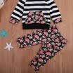 Newborn Baby Girl Flower Stripe Hoodie Top Pants Outfits Set Cotton Clothes 0-2Y