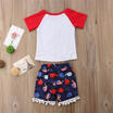 Independence Day Outfits Infant Baby Boy Girls Tops Shorts Pant 2Pcs Set Suit