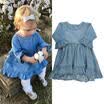 Kids Baby Girls Denim Jeans One Piece Princess Dress Long Sleeve Skirts Costume
