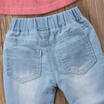 Newborn Kids Baby Girls Striped Off Shoulder Tops Denim Pants Outfits Clothes