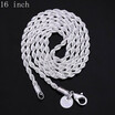 Classic 925 Sterling Silver Charms Twisted Hemp Rope Metal Chain Necklaces with Lobster Clasps Link Chains Italy Chains size 16-30