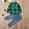 2PCS Toddler Kid Baby Boy Button Top T shirt Jeans Denim Pants Outfit Set 2-8T