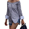 US STOCK Ladies Vintage Off-shoulder Casual Tops Casual Party Striped Blouse