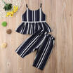 UK Kids Baby Girl 2Pcs Striped Summer Outfits Suspender Skirt Tops Pants Clothes
