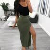 US Seller Womens High Waist Long Maxi Stretchy Skirt Split Pencil Dress Bodycon