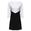 Stylish Round Collar Three Quarter Sleeve Color Block Women Bottom Dress