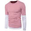 Simple Stripe Long Sleeve Slim Fit Cotton Blend Tops Mens Casual Round T-Shirt