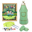 AU Kid Craft Art Painting Drawing Toy Apron Oversleeve Palette Paints Brush Kit
