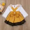 Kid Baby Girls Lace Jumpsuit Romper Bodysuit Party Bow Skirt Dress Outfits Set D