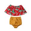 2PCS Newborn Baby Girl Kid Clothes Off Shoulder Top T-ShirtShorts Pants Outfits