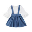 US Toddler Kids Baby Girls T-shirt TopSuspender Skirt Dress Clothes Outfits Set