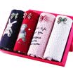 Cat 4 ladies underwear cotton fresh girl printed briefs 4 gift box L