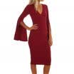 UK Women Ladies V-Neck Bell-Sleeve Bodycon Evening Party Clubwear Cocktail Dress
