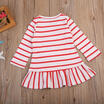 Christmas Baby Girls Dress Casual Princess Striped Dresses With Ruffle Hem Skirt