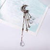 Women Vintage Crystal Rhinestone Moon Tassel Drop Brooch Hair Pin Clip Headdress