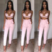 UK Womens High Waist Paperbag Trousers Ladies Party Cigaratte Pants Size 6-14