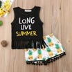 Summer Toddler Kids Baby Girls Outfits Set Sleeveless TopsShort Tassel Clothes