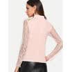 Women Ladies Tie Neck Raglan Lace Sleeve Top Blouse Bow T-Shirt Party Formal Top