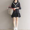 City plus CITYPLUS literary temperament lotus leaf sleeves collar waist five sleeves princess dress CWQZ173159 black M