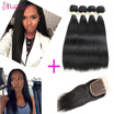 Fairgreat Hair With Closure Brazilian Virgin Hair With Closure Virgin Straight Hair 4Bundles With Closure Good Cheap Weave