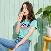 Semir Semir student letter hit color printing round neck collar head primer 12216000003 pink green S