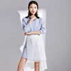 MAZOE Korean Dress Set Casual Shirt Style Lace Dress M017 Blue L