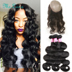 360 Lace Frontal Closure With Bundles Pre Plucked Lace Frontal Weave Body Wave 3 pcs Brazlian Virgin Hair With Frontal Closure