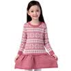 Xin Song girl pink fashion snowflake long-sleeved sweater dress autumn&winter England design warm hedge knit dress C306A110