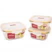 Lock & lock Microwave Cooker Glass Set Fresh Box Set Three-piece Set 500ml 2 840ml LLG225S002