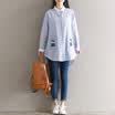 CITYPLUS Wensheng Wristline Striped Embroidery Loose Large Size Shirt Dress CWQZ172350 Blue Striped L
