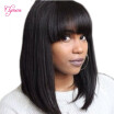 Clymene Hair Short Bob Full Lace Wigs Human Hair with Bangs 150 Densiy Full Lace Brazilian Wigs For Black Women