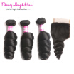 Peruvian Virgin Hair With Closure 3pcs Virgin Peruvian Loose Wave With Closure 4x4 Loose Wave Lace Closure With Bundles