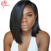 Hesperis Best Quality Brazilian Virgin Hair Straight Short Bob Lace Front Human Hair Wigs