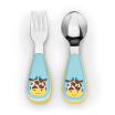 SKIP HOP cute zoo stainless steel fork spoon tableware combination cartoon pattern child fork spoon set - giraffe more than 12 months US imports